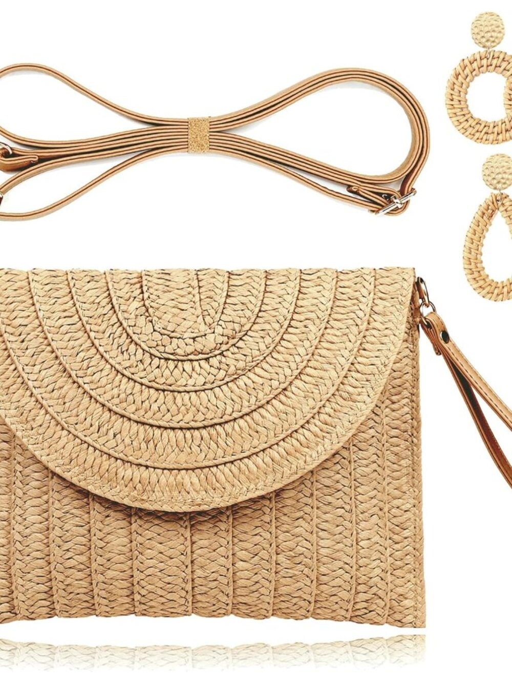 Straw Clutch Handbag Summer Beach Straw Purse for Women woven Envelope Bag